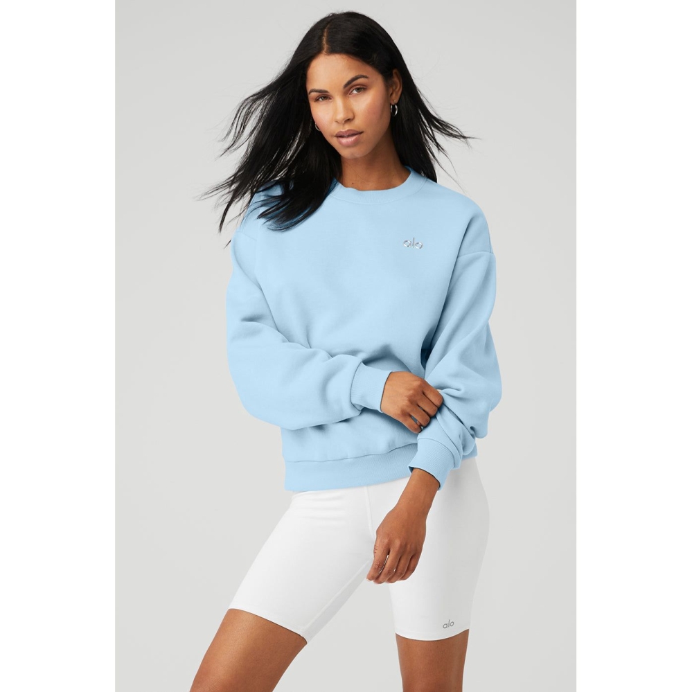 Alo Yoga Accolade Crew Neck Pullover Damen Blau | LCIEMJ695