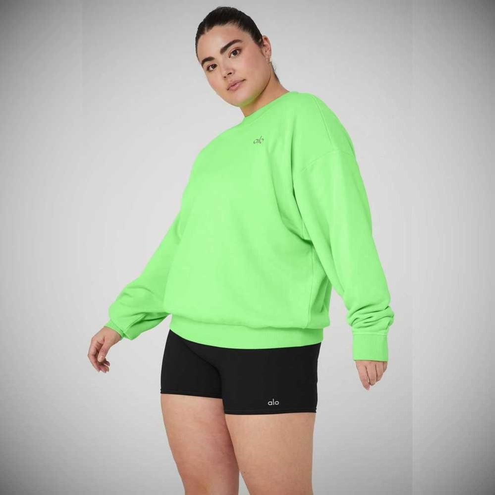 Alo Yoga Accolade Crew Neck Pullover Damen Grün | MLJNKE268