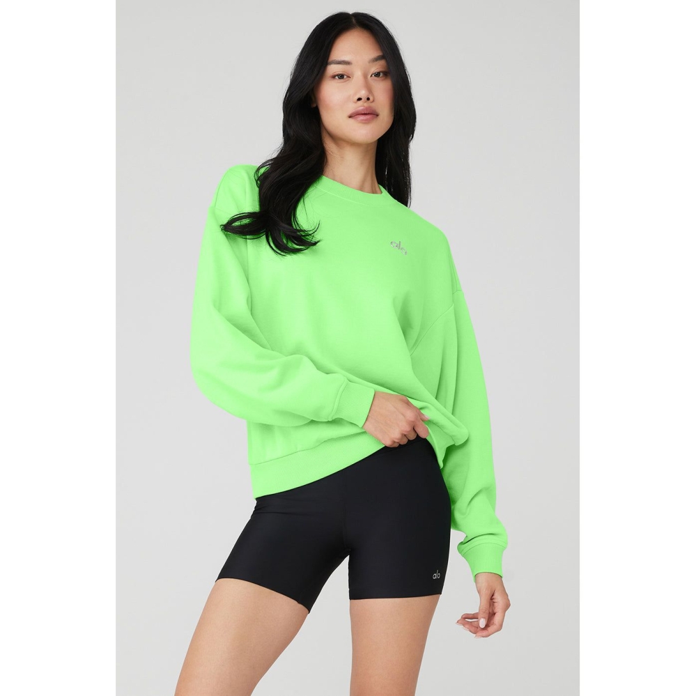 Alo Yoga Accolade Crew Neck Pullover Damen Grün | MLJNKE268