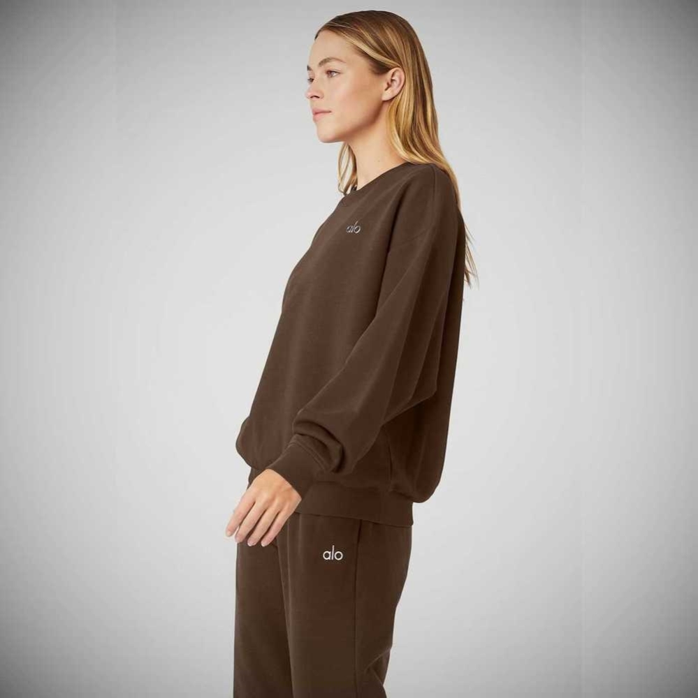 Alo Yoga Accolade Crew Neck Pullover Damen Kaffee | MZOGIS732