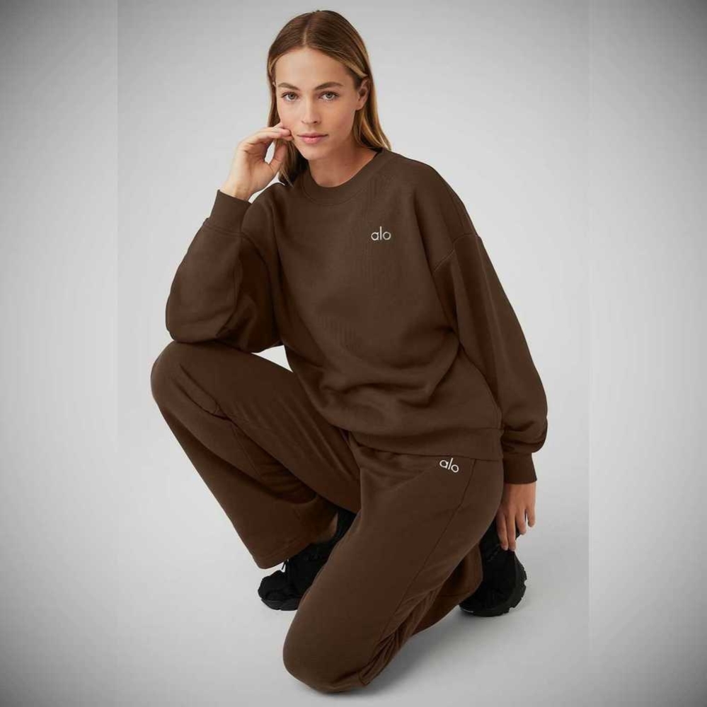 Alo Yoga Accolade Crew Neck Pullover Damen Kaffee | MZOGIS732