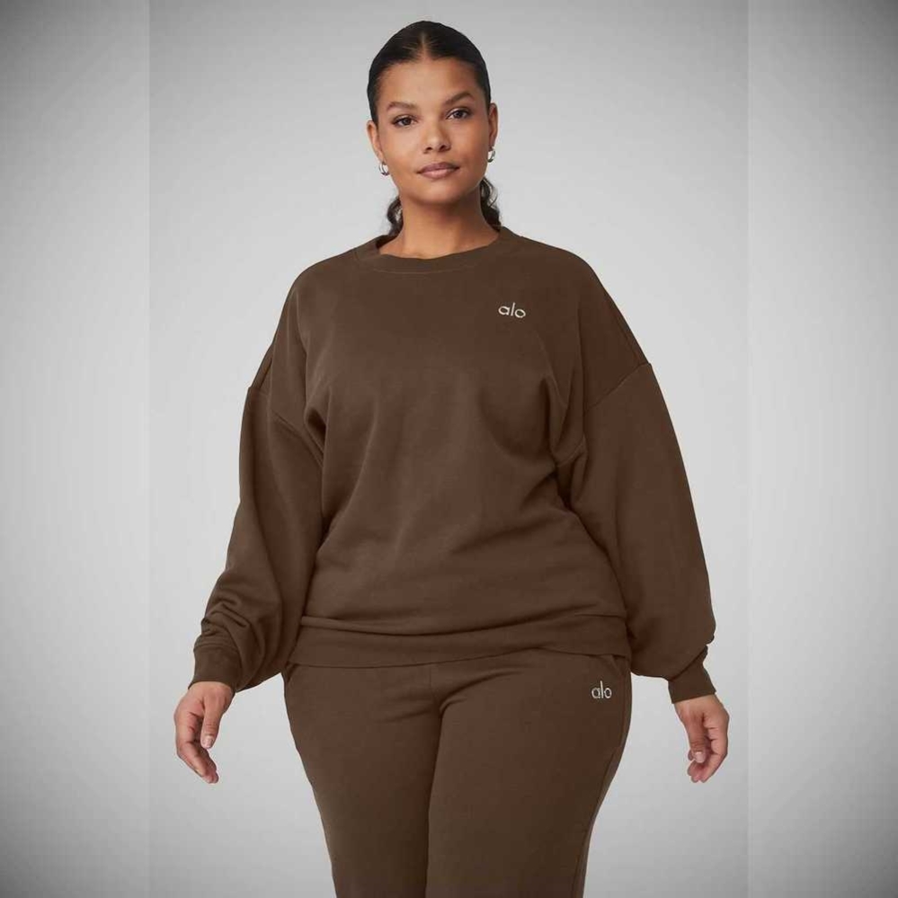 Alo Yoga Accolade Crew Neck Pullover Damen Kaffee | MZOGIS732