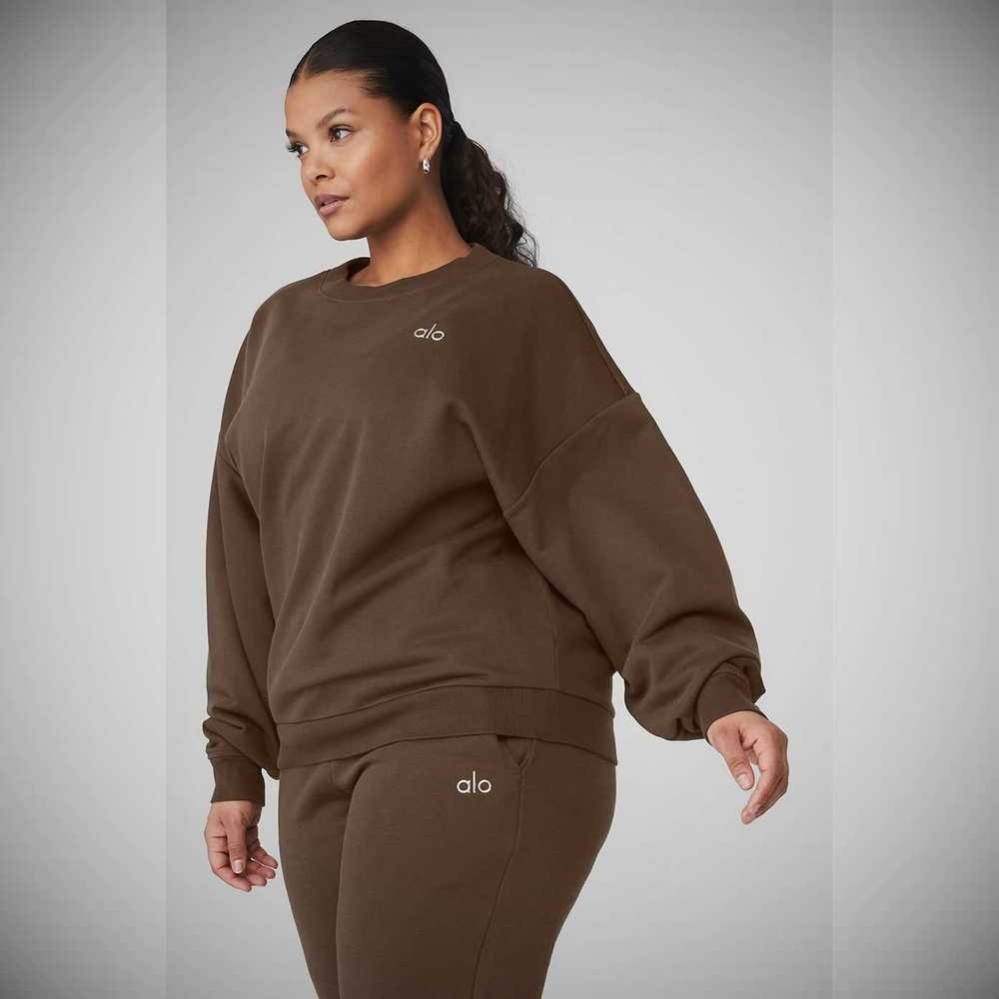 Alo Yoga Accolade Crew Neck Pullover Damen Kaffee | MZOGIS732