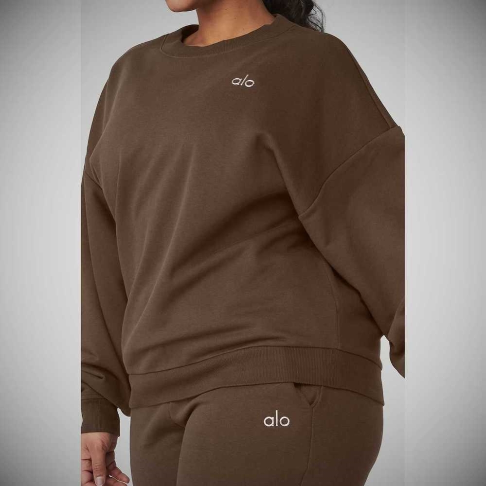 Alo Yoga Accolade Crew Neck Pullover Damen Kaffee | MZOGIS732