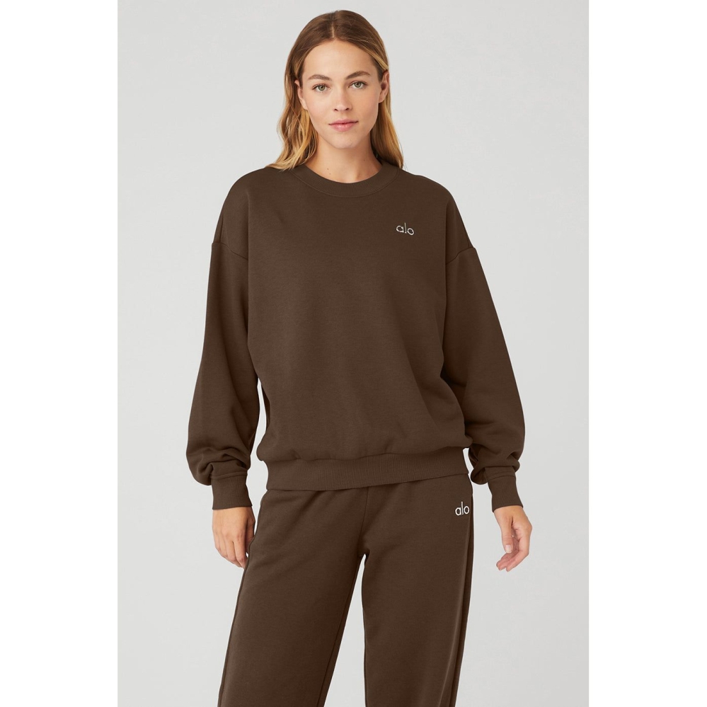 Alo Yoga Accolade Crew Neck Pullover Damen Kaffee | MZOGIS732