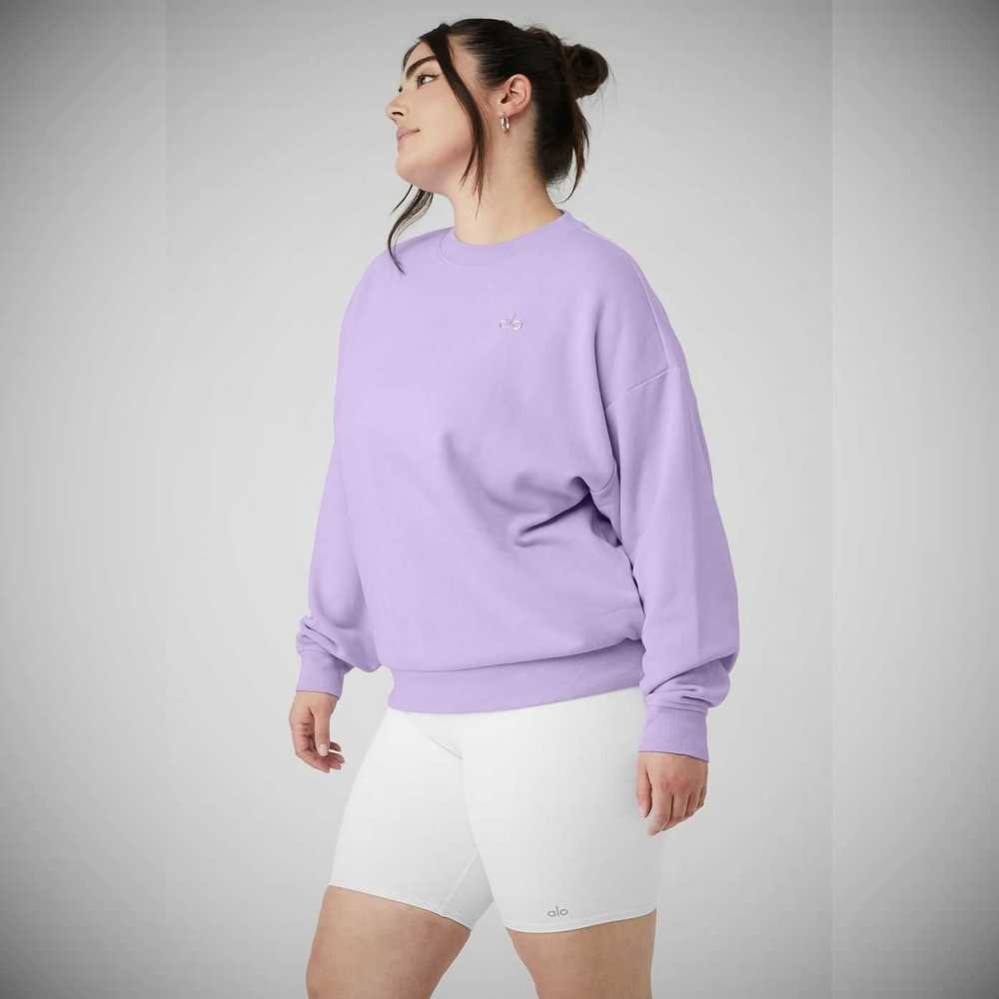 Alo Yoga Accolade Crew Neck Pullover Damen Lila | PYIGSQ857