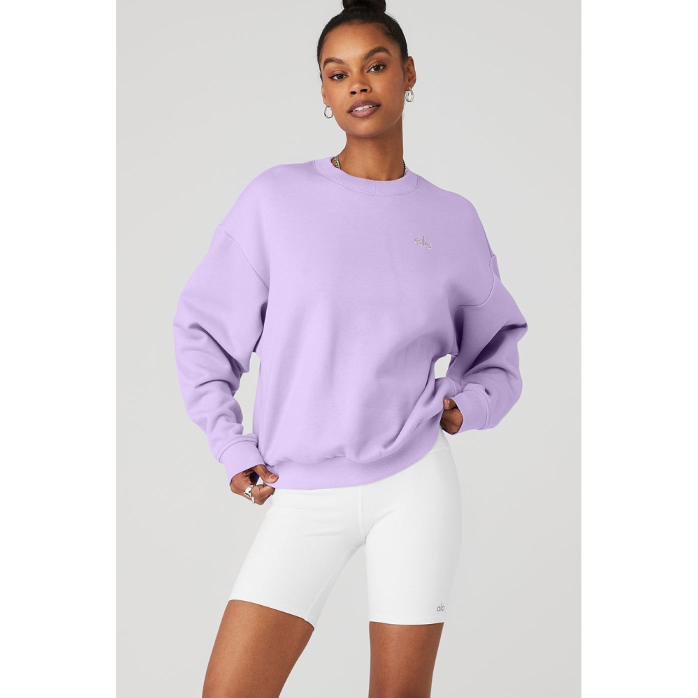 Alo Yoga Accolade Crew Neck Pullover Damen Lila | PYIGSQ857