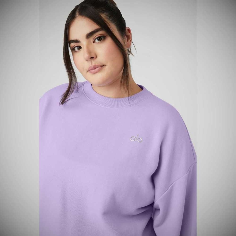 Alo Yoga Accolade Crew Neck Pullover Damen Lila | VQSTEG710