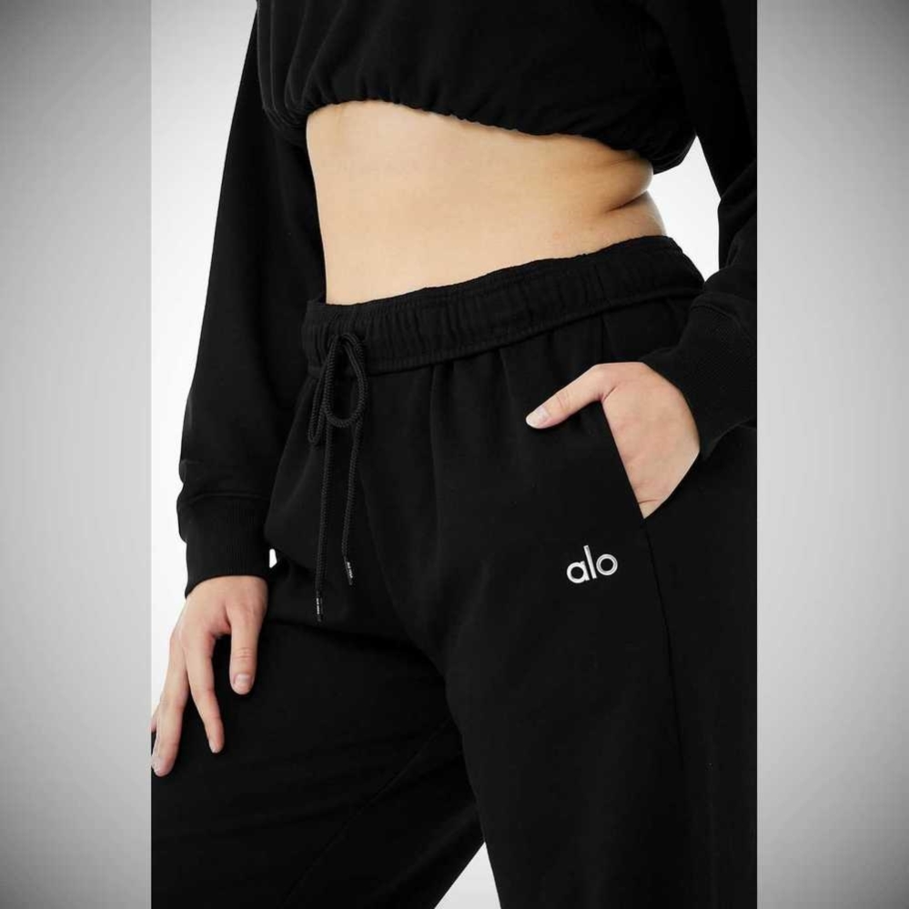 Alo Yoga Accolade Gerade Leg Sweathose Damen Schwarz | XIRFHA310