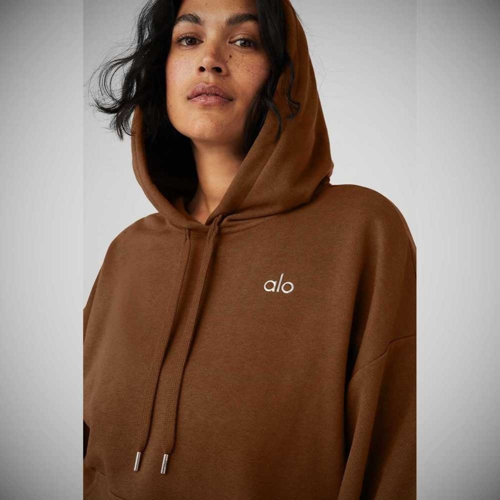 Alo Yoga Accolade Hoodie Damen Braun | KLIGYP091