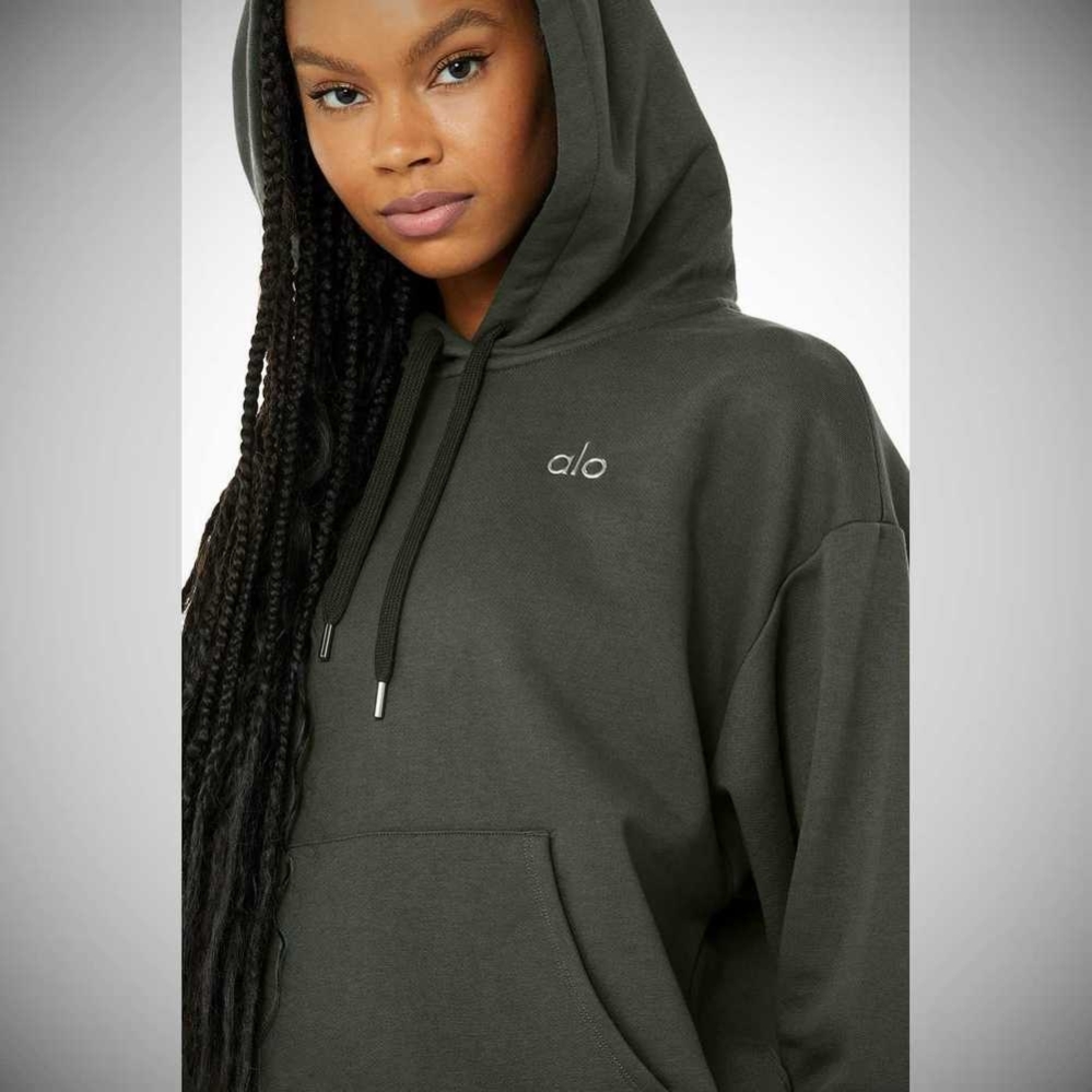 Alo Yoga Accolade Hoodie Damen Dunkelgrün | VWCYLO014