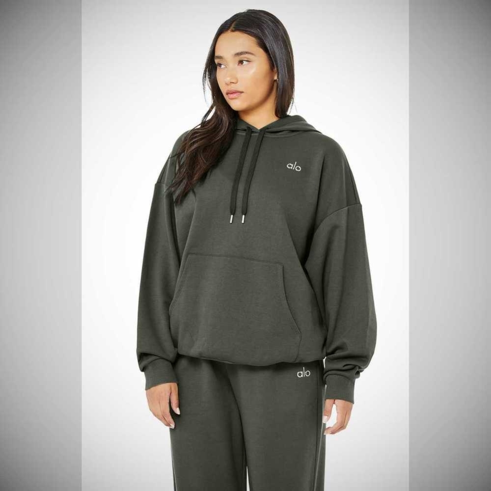 Alo Yoga Accolade Hoodie Damen Dunkelgrün | VWCYLO014