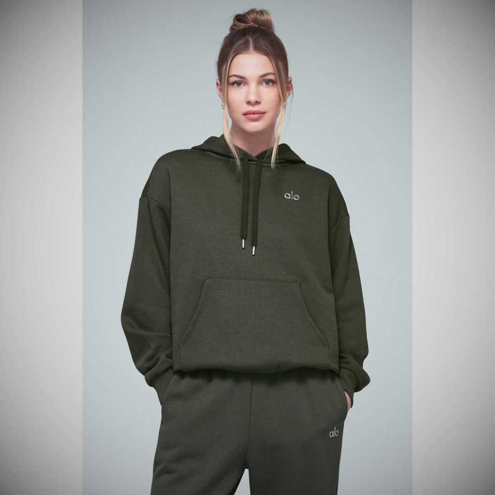 Alo Yoga Accolade Hoodie Damen Dunkelgrün | VWCYLO014