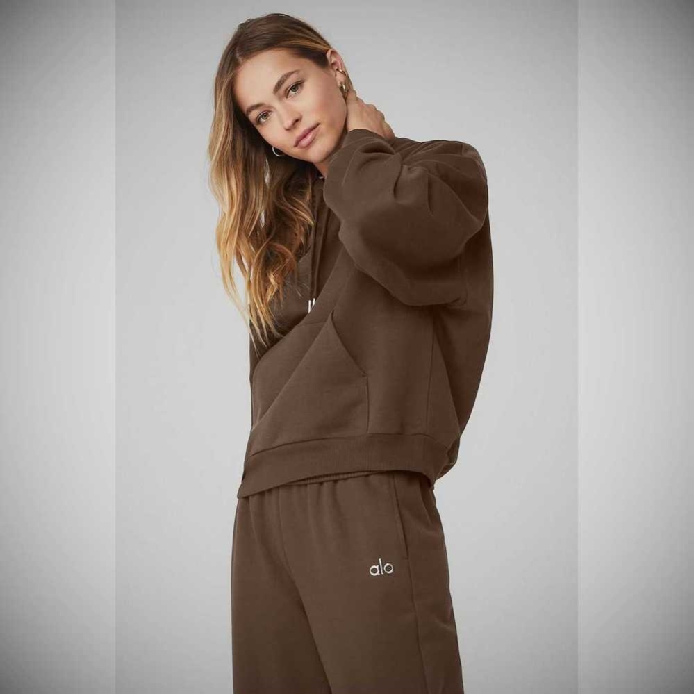 Alo Yoga Accolade Hoodie Damen Kaffee | FRIODN650