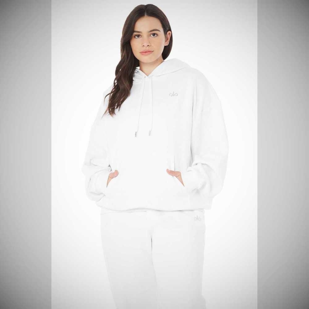 Alo Yoga Accolade Hoodie Damen Weiß | DZHGBK721