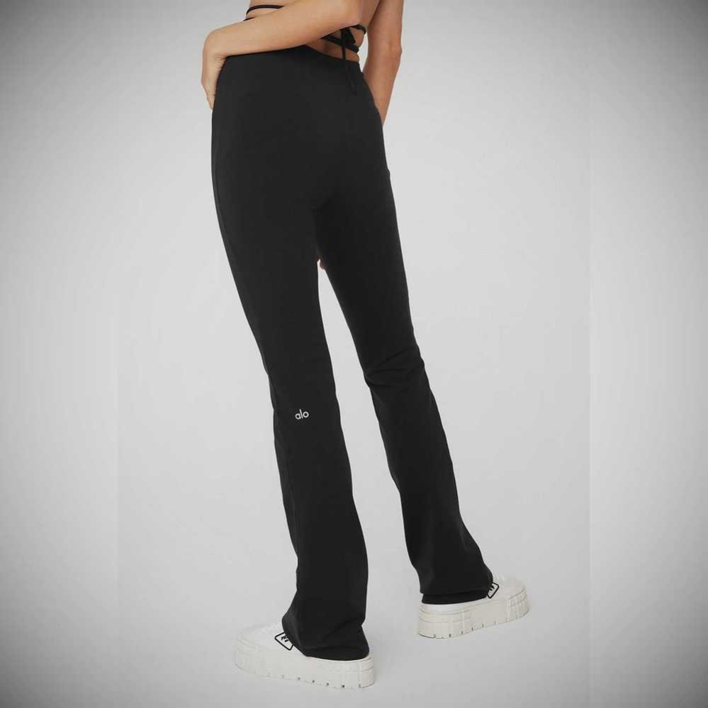 Alo Yoga Airbrush High-Taille Cinch Flare Leggings Damen Schwarz | QFYNRZ362