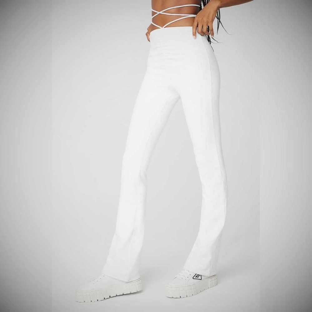 Alo Yoga Airbrush High-Taille Cinch Flare Leggings Damen Weiß | YQULGM160