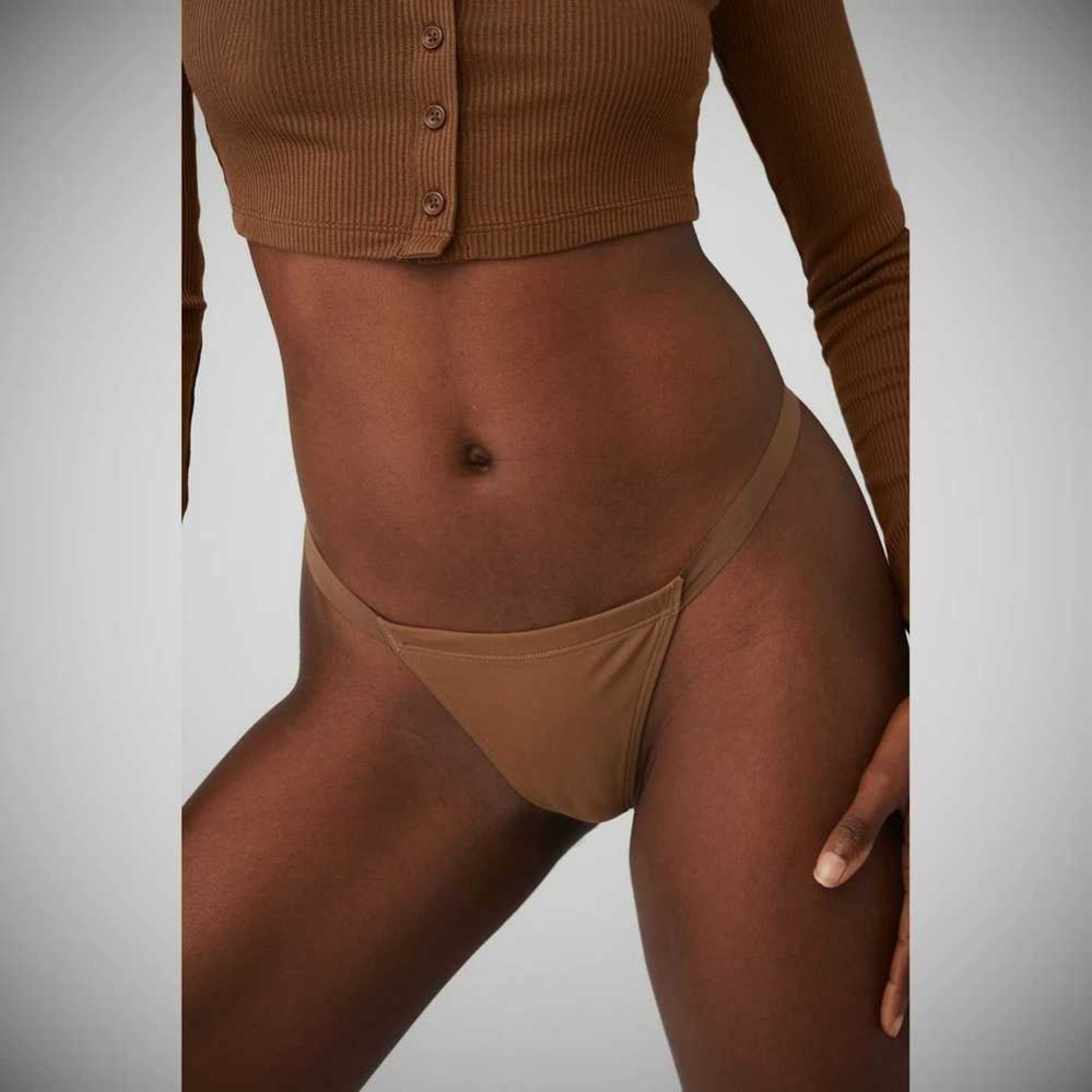 Alo Yoga Airbrush Invisible String Tanga Unterwäsche Damen Braun | DMHOJK472