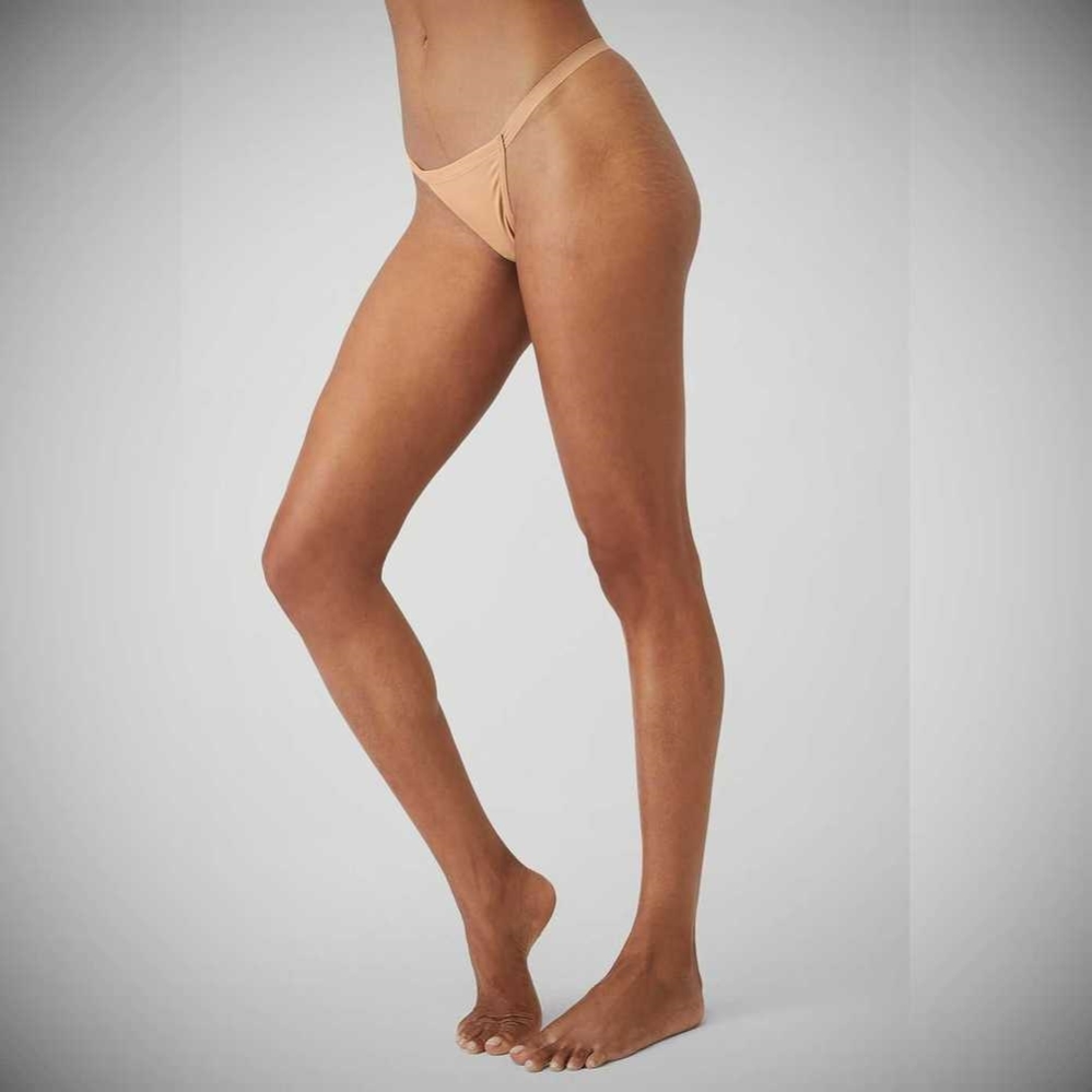 Alo Yoga Airbrush Invisible String Tanga Unterwäsche Damen Champagne | FUMTEQ958