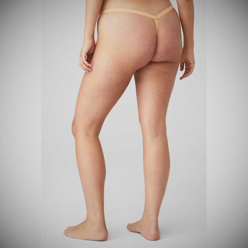 Alo Yoga Airbrush Invisible String Tanga Unterwäsche Damen Champagne | FUMTEQ958