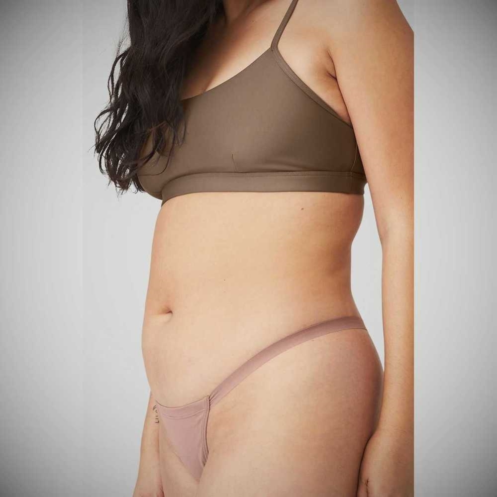 Alo Yoga Airbrush Invisible String Tanga Unterwäsche Damen Smoky Quartz | WFLSMZ384