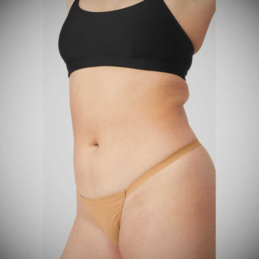 Alo Yoga Airbrush Invisible String Tanga Unterwäsche Damen Sand | YGFHJN769