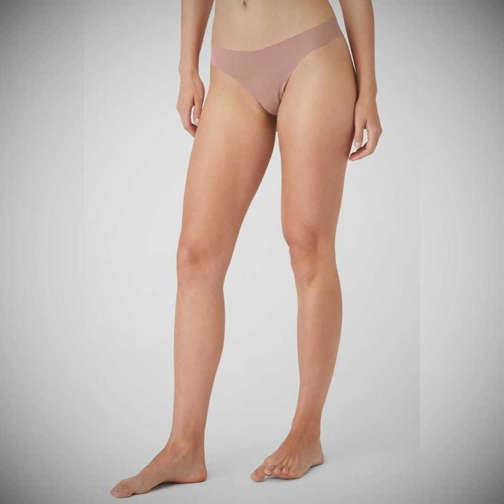 Alo Yoga Airbrush Invisible Tanga Unterwäsche Damen Smoky Quartz | GQDHPC532