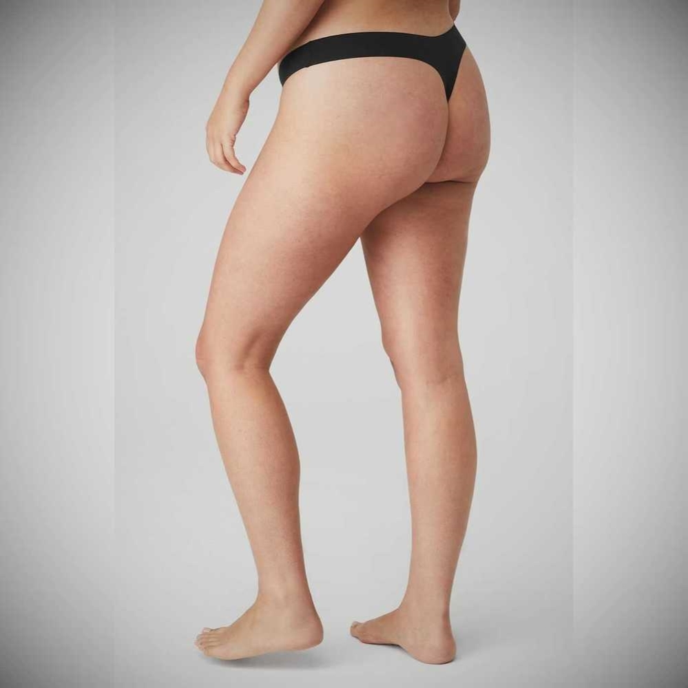 Alo Yoga Airbrush Invisible Tanga Unterwäsche Damen Schwarz | IBRJHV492