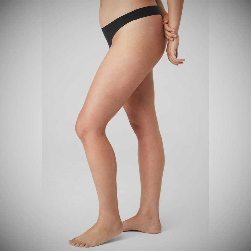 Alo Yoga Airbrush Invisible Tanga Unterwäsche Damen Schwarz | IBRJHV492