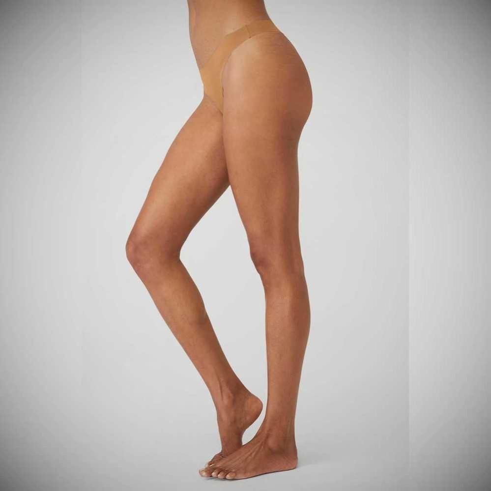 Alo Yoga Airbrush Invisible Tanga Unterwäsche Damen Sand | XDELNT104