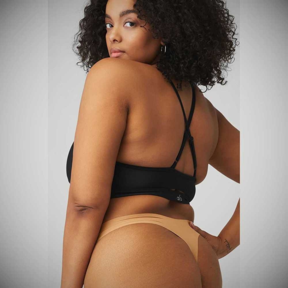 Alo Yoga Airbrush Invisible Tanga Unterwäsche Damen Sand | XDELNT104