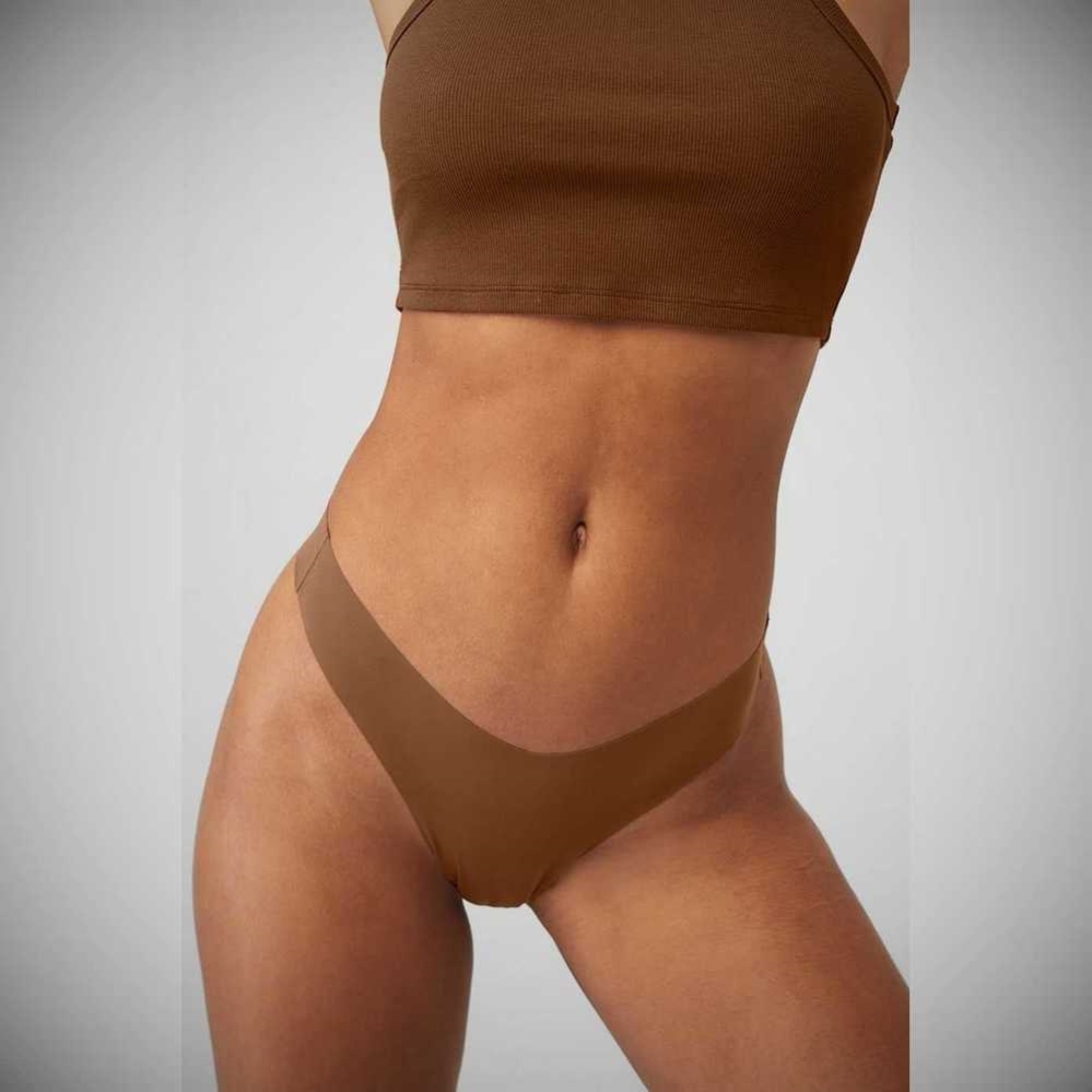 Alo Yoga Airbrush Invisible Tanga Unterwäsche Damen Braun | ZGTBQM579