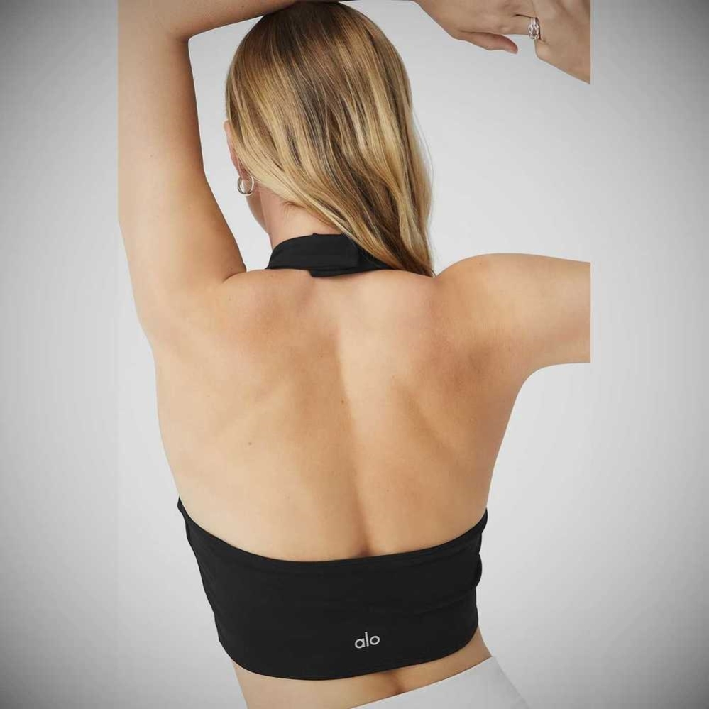 Alo Yoga Airbrush Millennial Muskelshirt Damen Schwarz | IXLAHK736