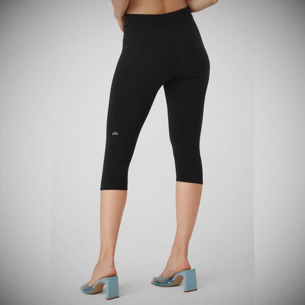 Alo Yoga Airbrush V-Cut Define Caprihose Damen Schwarz | RZQFHW136