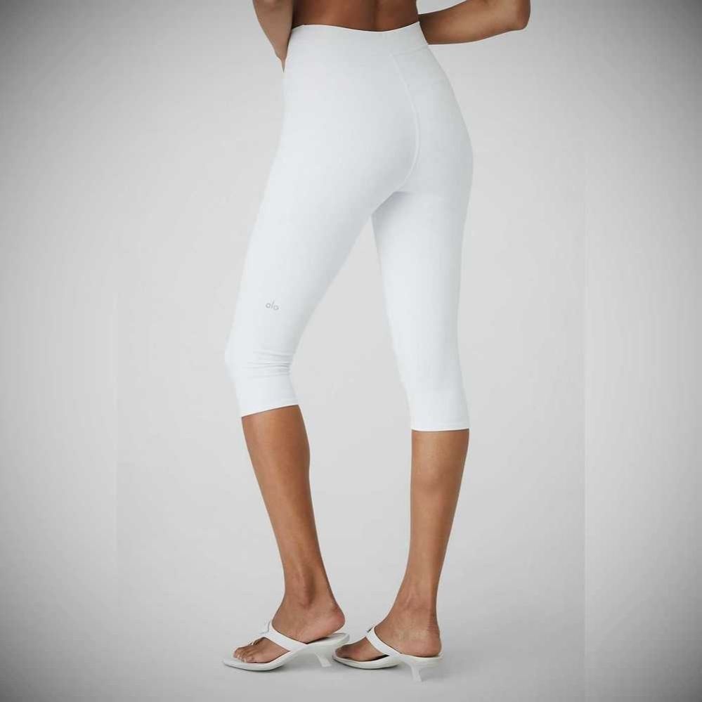 Alo Yoga Airbrush V-Cut Define Caprihose Damen Weiß | VXJDCR325