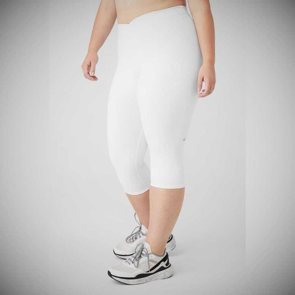 Alo Yoga Airbrush V-Cut Define Caprihose Damen Weiß | VXJDCR325