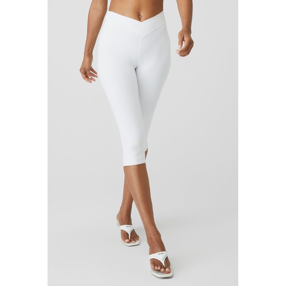 Alo Yoga Airbrush V-Cut Define Caprihose Damen Weiß | VXJDCR325