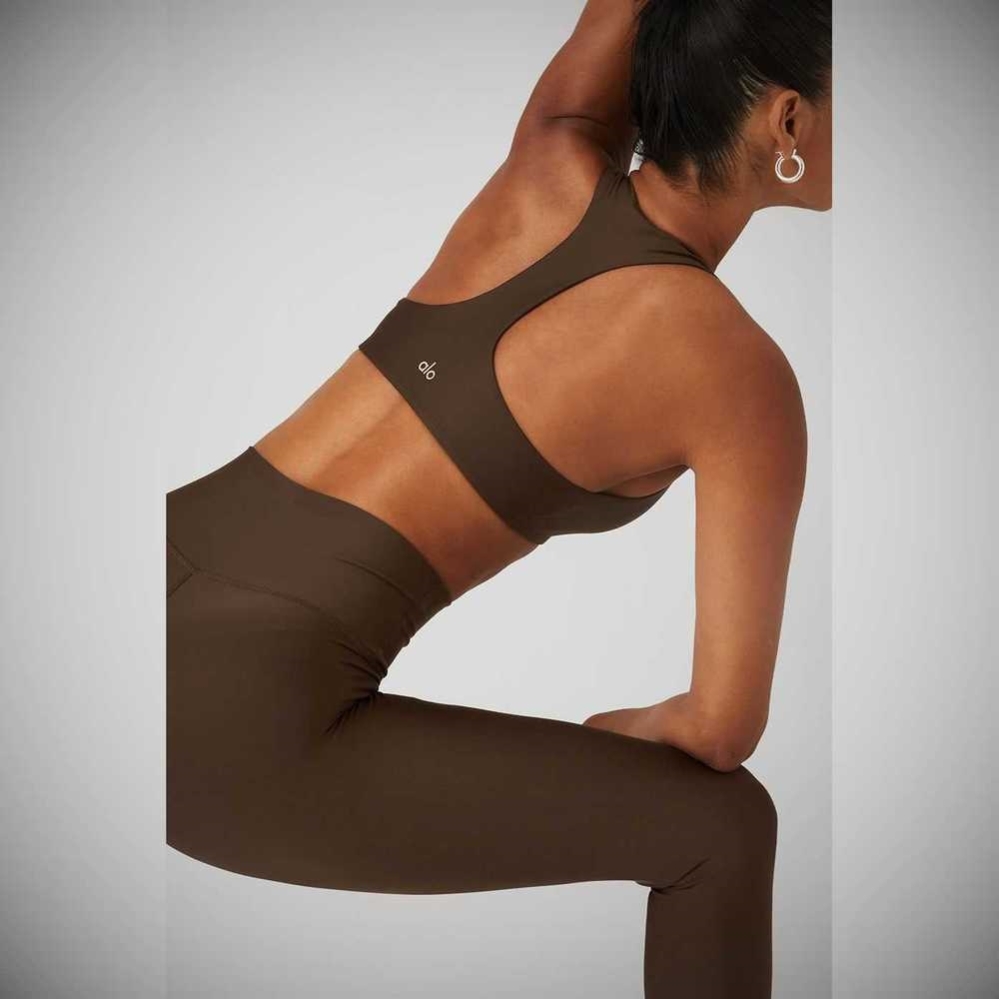 Alo Yoga Airlift Advantage Racerback BHs Damen Kaffee | HEKMJQ068