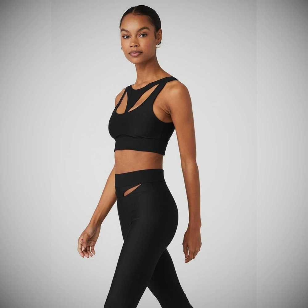 Alo Yoga Airlift Cutaway BHs Damen Schwarz | UJYOKD169