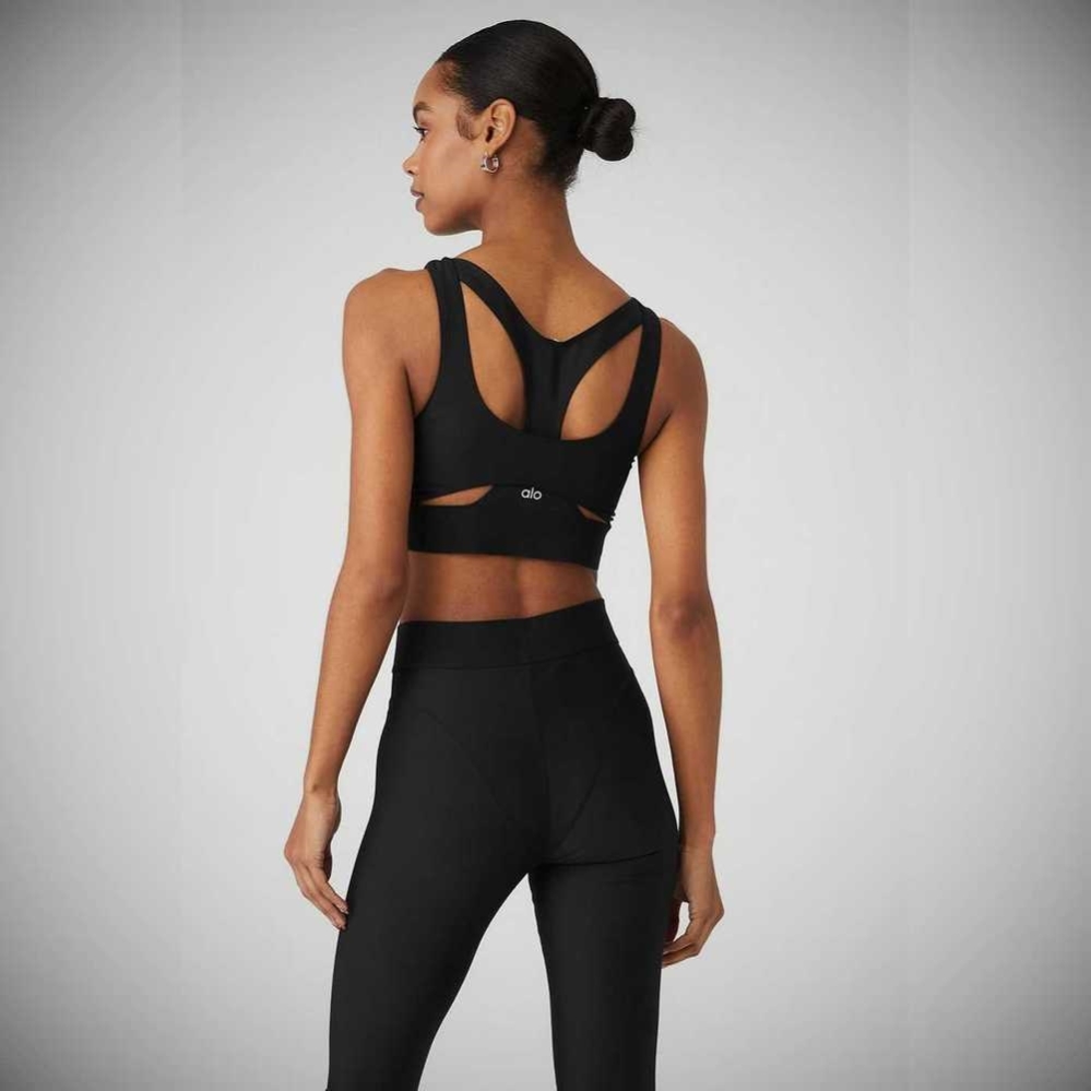 Alo Yoga Airlift Cutaway BHs Damen Schwarz | UJYOKD169