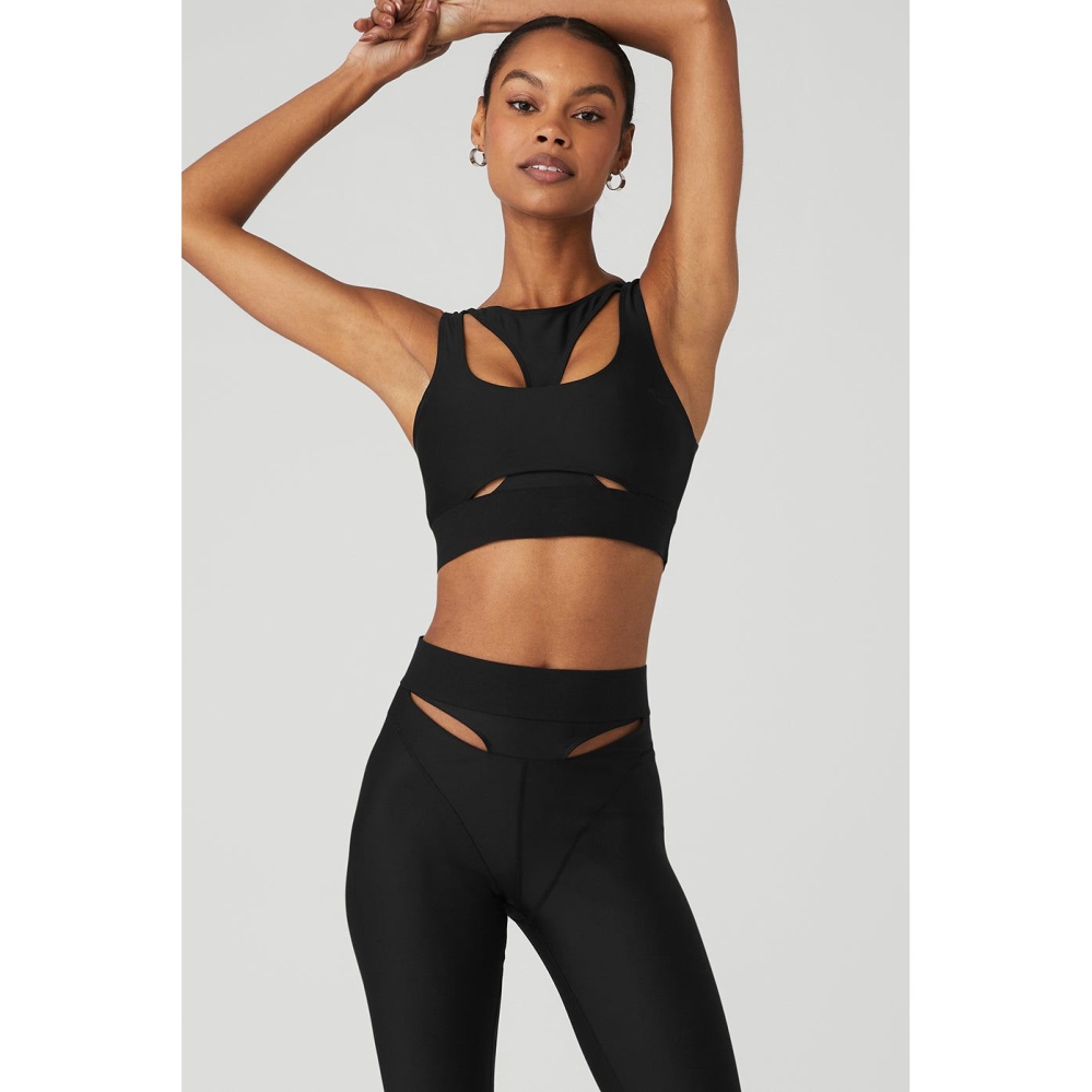 Alo Yoga Airlift Cutaway BHs Damen Schwarz | UJYOKD169