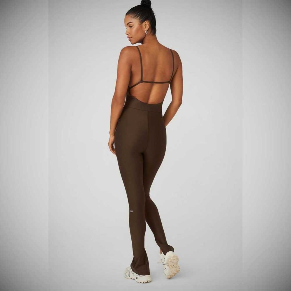 Alo Yoga Airlift Disco Daze Onesies Damen Kaffee | FQRWHN642