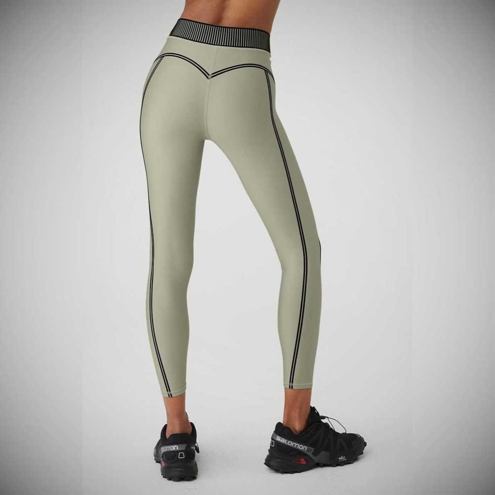 Alo Yoga Airlift High-Taille 7/8 Line Up Leggings Damen Grau | DMKPXT954