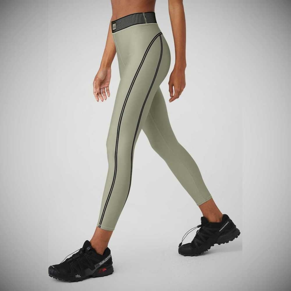 Alo Yoga Airlift High-Taille 7/8 Line Up Leggings Damen Grau | DMKPXT954