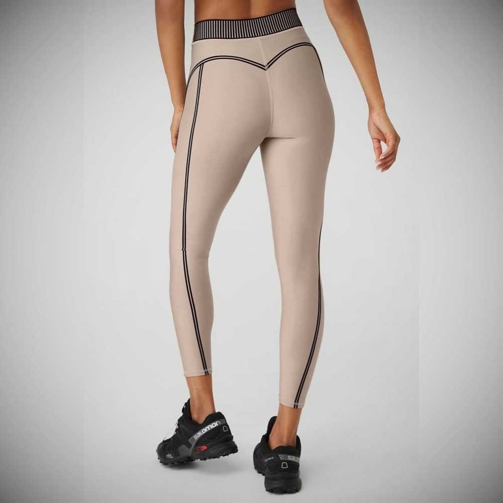 Alo Yoga Airlift High-Taille 7/8 Line Up Leggings Damen Grau Braun | QYLECX578