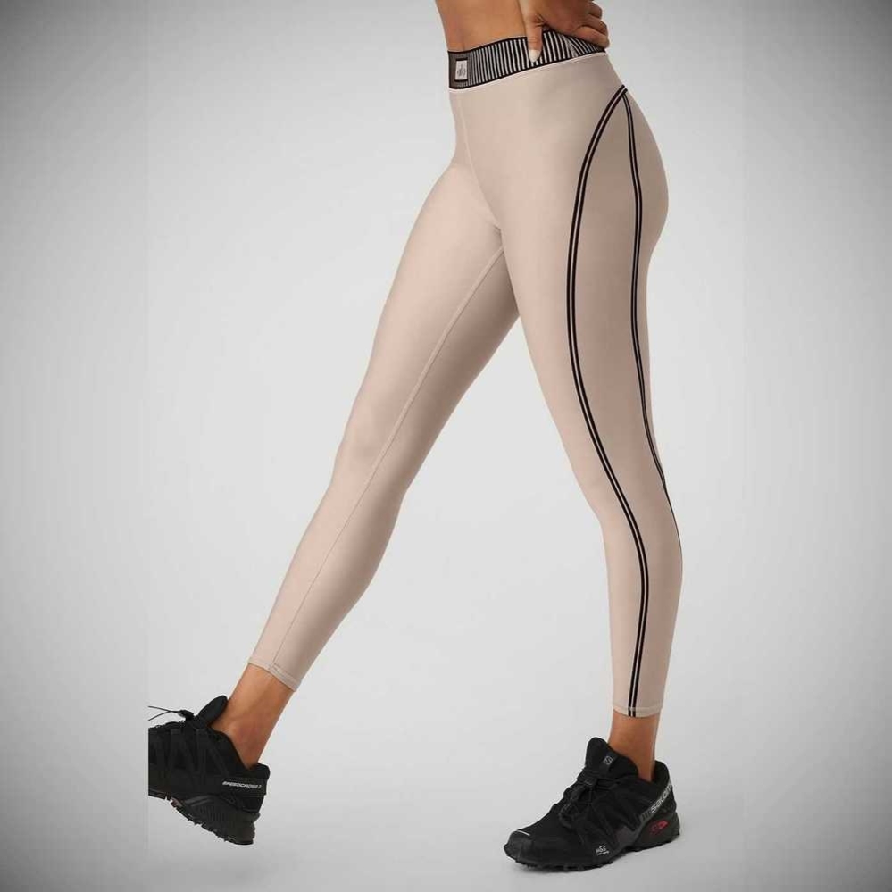 Alo Yoga Airlift High-Taille 7/8 Line Up Leggings Damen Grau Braun | QYLECX578