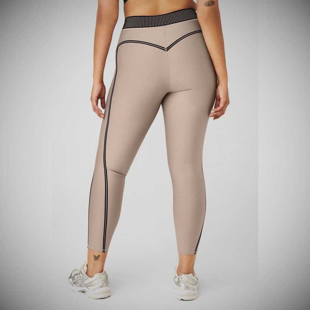 Alo Yoga Airlift High-Taille 7/8 Line Up Leggings Damen Grau Braun | QYLECX578