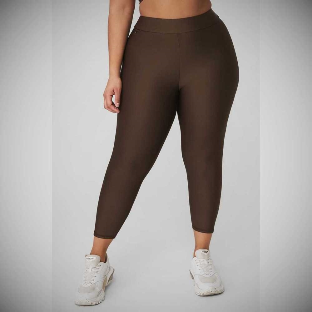 Alo Yoga Airlift High-Taille Conceal-Zip Caprihose Damen Kaffee | IGUMYQ179