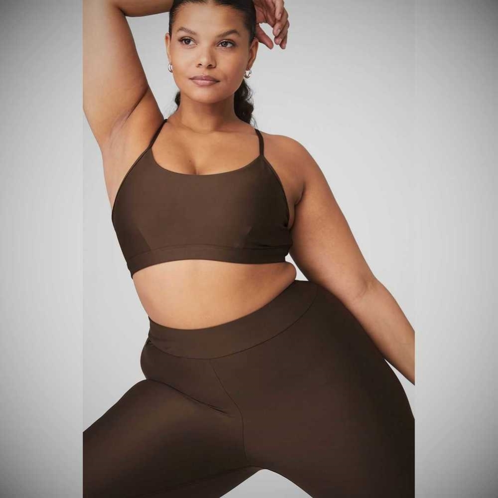 Alo Yoga Airlift High-Taille Conceal-Zip Caprihose Damen Kaffee | IGUMYQ179