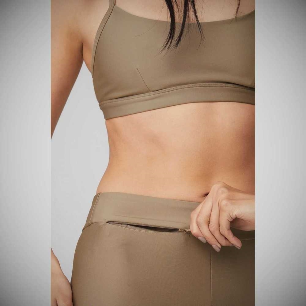 Alo Yoga Airlift High-Taille Conceal-Zip Caprihose Damen Braun | VPZSOX240